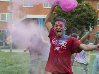 Student at the Holi Festival